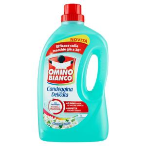 Omino Bianco, Candeggina Delicata, Elimina le Macchie e rispetta Colori, Muschio Bianco, 2000ml