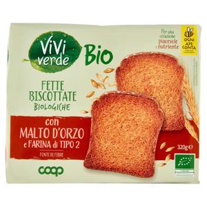 Fette Biscottate Biologiche con Malto d'Orzo e Farina di Tipo 2 320 g