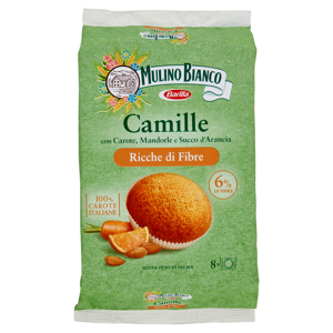 Mulino Bianco Armonia Camille Merenda Ricca di Fibre Carote Mandorle Succo d'Arancia 8 tortine 304g