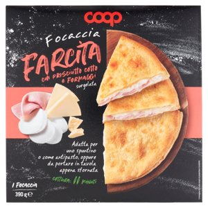 Focaccia Farcita con Prosciutto cotto e Formaggi surgelata 1 Focaccia 390 g