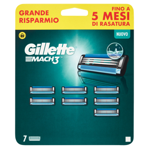 Gillette Lamette Rasoi Uomo Mach3 per Rasoio a 3 Lame, Confezione da 7 Lamette Barba