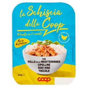 la Schiscia della Coop con Pollo alla Mediterranea, Cipolline, Riso Ribe, Taccole 240 g