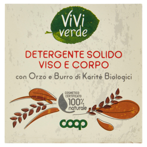 Detergente Solido Viso e Corpo con Orzo e Burro di Karitè Biologici 60 g