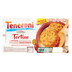 Teneroni Tortino di Patate con Prosciutto Cotto di alta qualita e Grana Padano 2 x 100 g