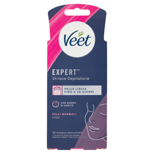 Veet Expert Strisce Viso Pelli Normali, 12 strisce