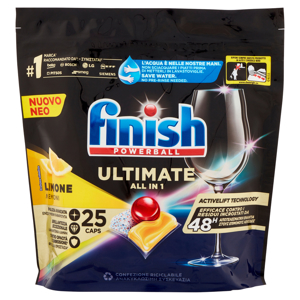 Finish Ultimate All In One Lemon pastiglie lavastoviglie 25 lavaggi 322,5 g