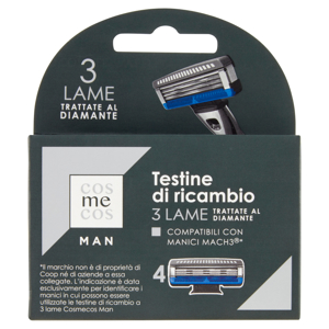 Man Testine di ricambio 3 Lame Trattate al Diamante Compatibili con Manici Mach3* 4 pz