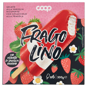 Frago Lino Gelato alla Vaniglia Ricoperto con Ghiacciolo alla Fragola 6 x 50 g