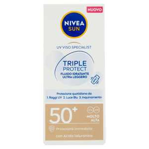 Nivea Sun UV Viso Specialist Triple Protect Fluido Idratante Ultra Leggero FP 50+ Molto Alta 40 ml