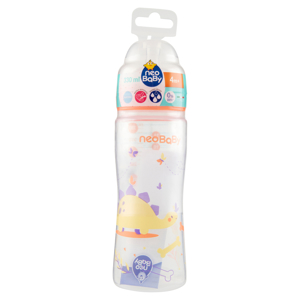 neo Baby Biberon Plastica Collo Largo 330 ml 4m+ Dino Arancio