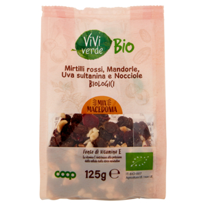 Mirtilli rossi, Mandorle, Uva sultanina e Nocciole Biologici 125 g