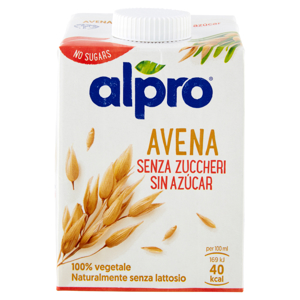 ALPRO Avena Senza Zuccheri, Bevanda all'Avena 100% vegetale con Vitamine B2, B12 e D, 500 ml