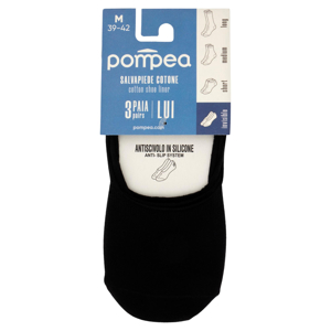 pompea Lui Salvapiede Cotone invisible M 39-42 Nero 3 Paia