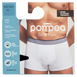 pompea Cotton Planet Boxer in Cotone Organico XL Basic Navy