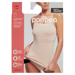 pompea Seamless Canotta Spalla Stretta in Microfibra L/XL Bianco