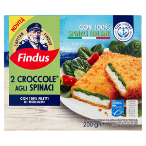 Capitan Findus 2 Croccole agli Spinaci con 100% Filetti di Merluzzo 200 g