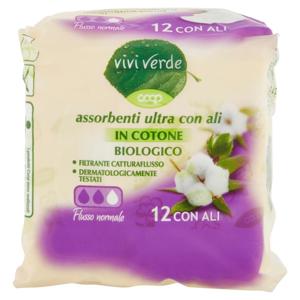 Assorbenti Ultra con Ali in Cotone Biologico Flusso Normale 12 pz