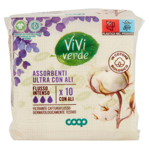 Assorbenti Ultra con Ali in Cotone Biologico Flusso Intenso 10 pz