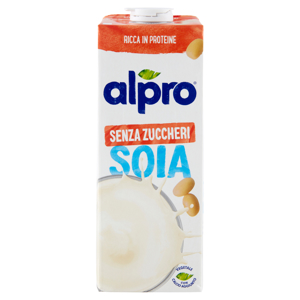 alpro Senza Zuccheri, Bevanda alla Soia 100% vegetale con vitamine B2, B12 e D 1 Litro