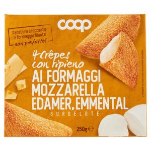 4 Crêpes con ripieno ai Formaggi Mozzarella Edamer, Emmental Surgelate 4 x 62,5 g