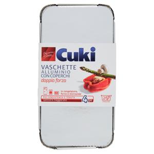 Cuki Conserva e Cuoce Vaschette Alluminio con Coperchio doppia forza 2 Porzioni 4 pz