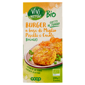 Burger a base di Miglio Piselli e Carote Biologici 2 x 95 g