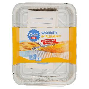 Vaschetta in Alluminio con Coperchio 4 Porzioni 3 pz