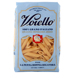 Voiello Pasta La Penna Doppia Rigatura N°152 grano Aureo 100% italiano Trafilata bronzo 500g 