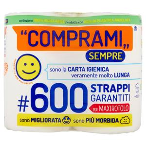 Comprami Sempre Carta Igienica #600 Strappi Maxirotoli 4 pz