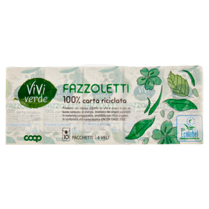 Fazzoletti 100% carta riciclata 4 Veli 10 pz