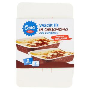 Vaschette in Cartoncino con Coperchio 2 Porzioni 3 pz