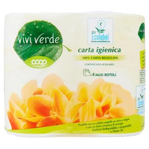 Carta Igienica Maxi Rotoli 100% Carta Riciclata 2 veli 400 strappi 4 pz