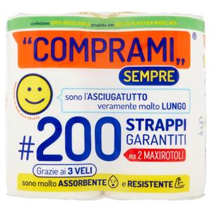 Comprami Sempre Asciugatutto #200 Strappi Maxirotoli 2 pz