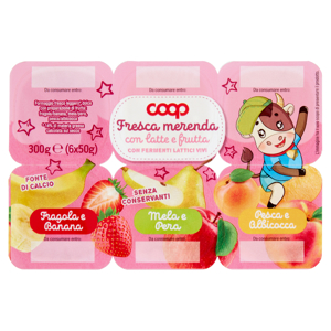 Fresca merenda con latte e frutta Fragola e Banana, Mela e Pera, Pesca e Albicocca 6 x 50 g