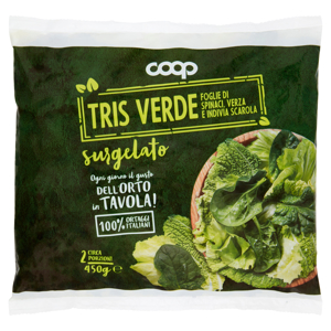 Tris Verde Foglie di Spinaci, Verza e Indivia Scarola surgelato 450 g