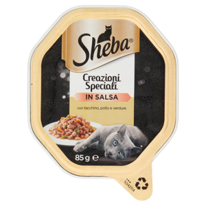 Sheba Sauce Collection in salsa cibo umido gatto con Tacchino Pollo e Verdure 85g