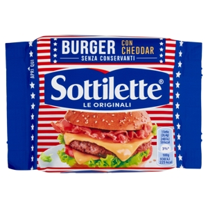 Sottilette Burger con Cheddar - formaggio fuso a fette - 185 g