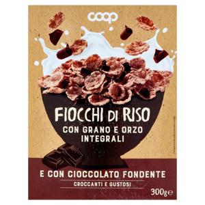 Fiocchi di Riso con Grano e Orzo Integrali e con Cioccolato Fondente 300 g