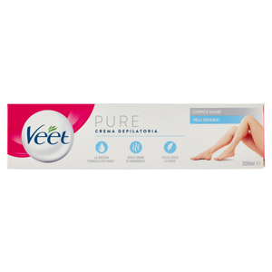 Veet Crema Depilatoria Pelli Sensibili, per Gambe, Braccia, Ascelle e Zona Bikini, 200 ml