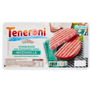 Teneroni Hamburger con Prosciutto Cotto e Mozzarella 2 x 75 g