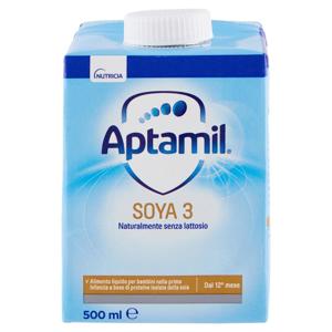 APTAMIL Soya 3 - Latte di Crescita Liquido, dal 12° mese compiuto, Senza Lattosio, 500ml