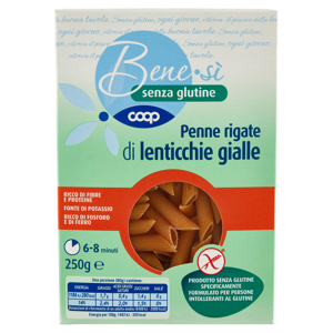 senza glutine Penne rigate di lenticchie gialle 250 g