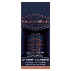 King C. Gillette Olio da Barba - Ammorbidisce ed Idrata con Olii di Argan, Jojoba e Avocado 30 ml