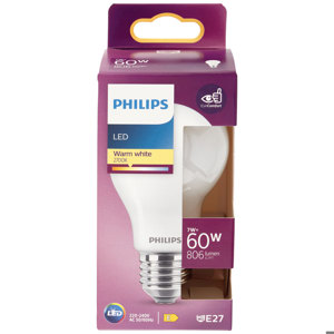 PHILIPS LED goccia vetro 60W E27 2700K non dim