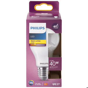 PHILIPS LED goccia vetro 40W E27 2700K non dim