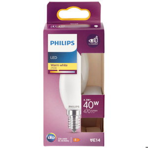 Philips Led candela vetro 40W E14 2700K non dim