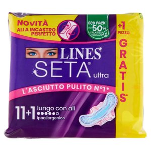 Lines Seta ultra lungo con ali 11+1 pz