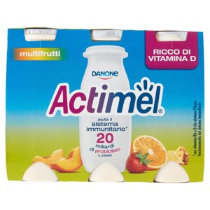 Actimel yogurt da bere arricchito con calcio, vitamina B6 e D, gusto multifrutti 6 x 100 g