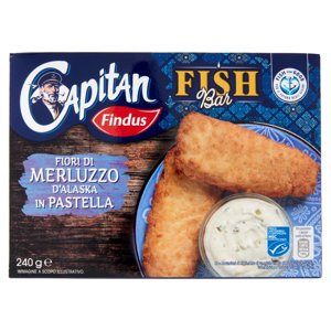 Capitan Findus Fish Bar Fiori di Merluzzo D'Alaska in Pastella 240 g