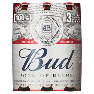 BUD Birra lager americana bottiglia 3x33cl